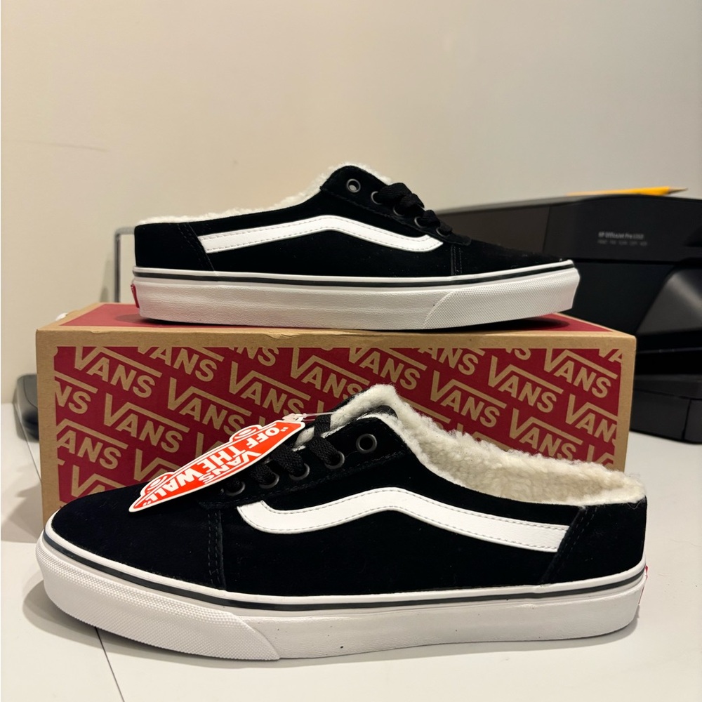 Vans Ward Mule Suede Sherpa Black/White 9.5